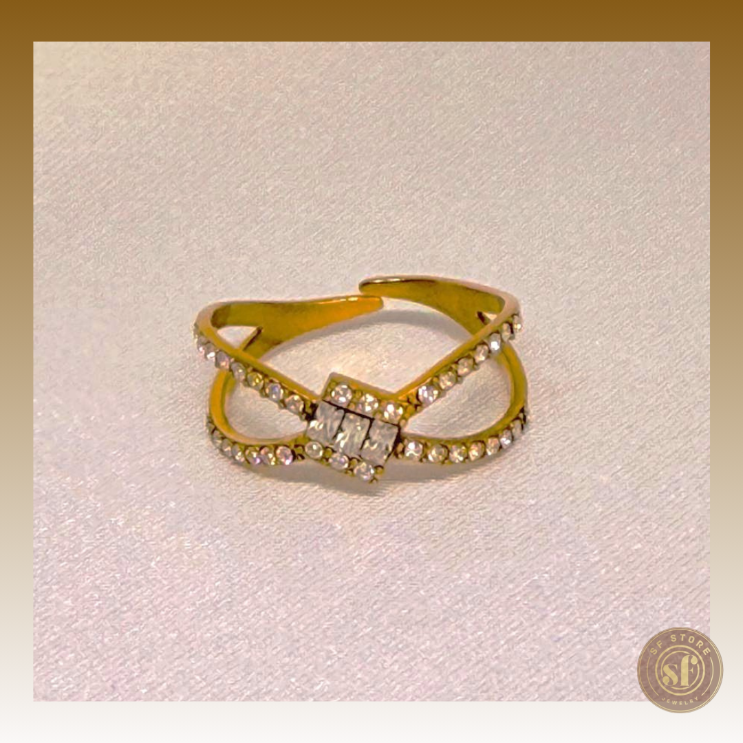Anel Crossed Crystals