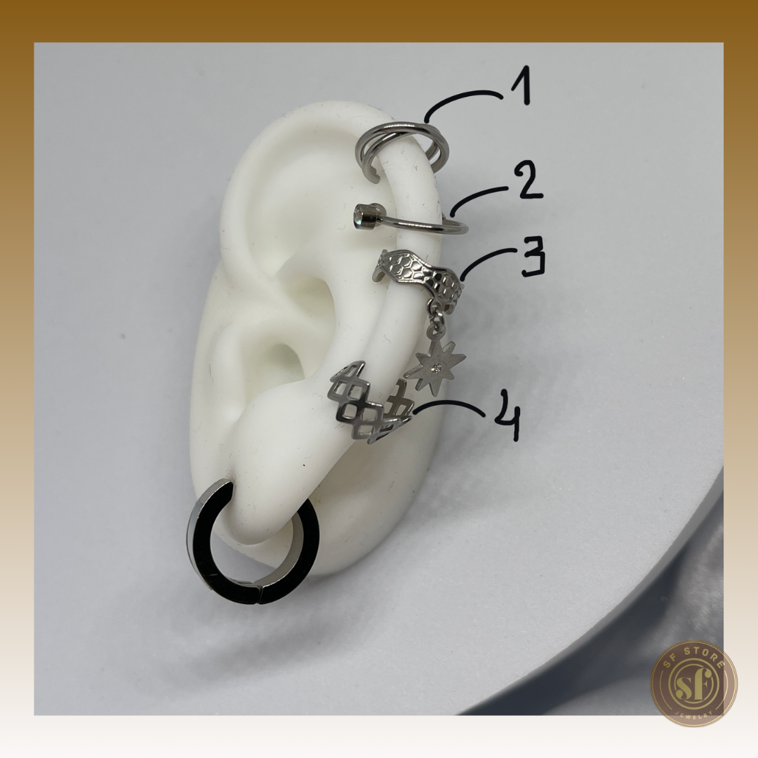Earcuff's prateados