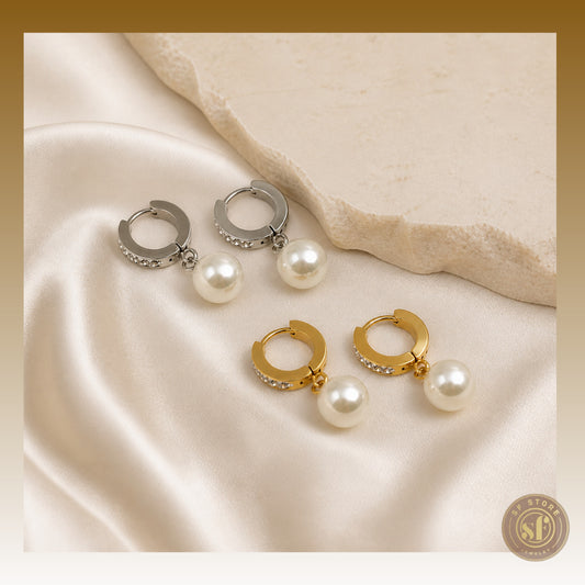 Brincos Bling Pearl Diamond