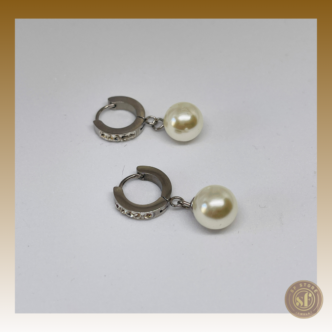 Brincos Bling Pearl Diamond