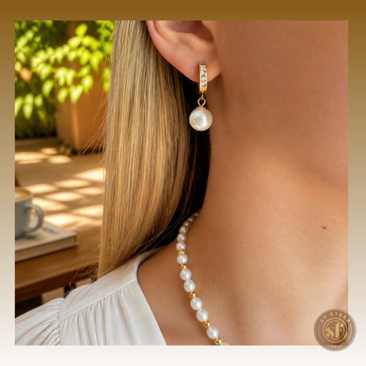Brincos Bling Pearl Diamond