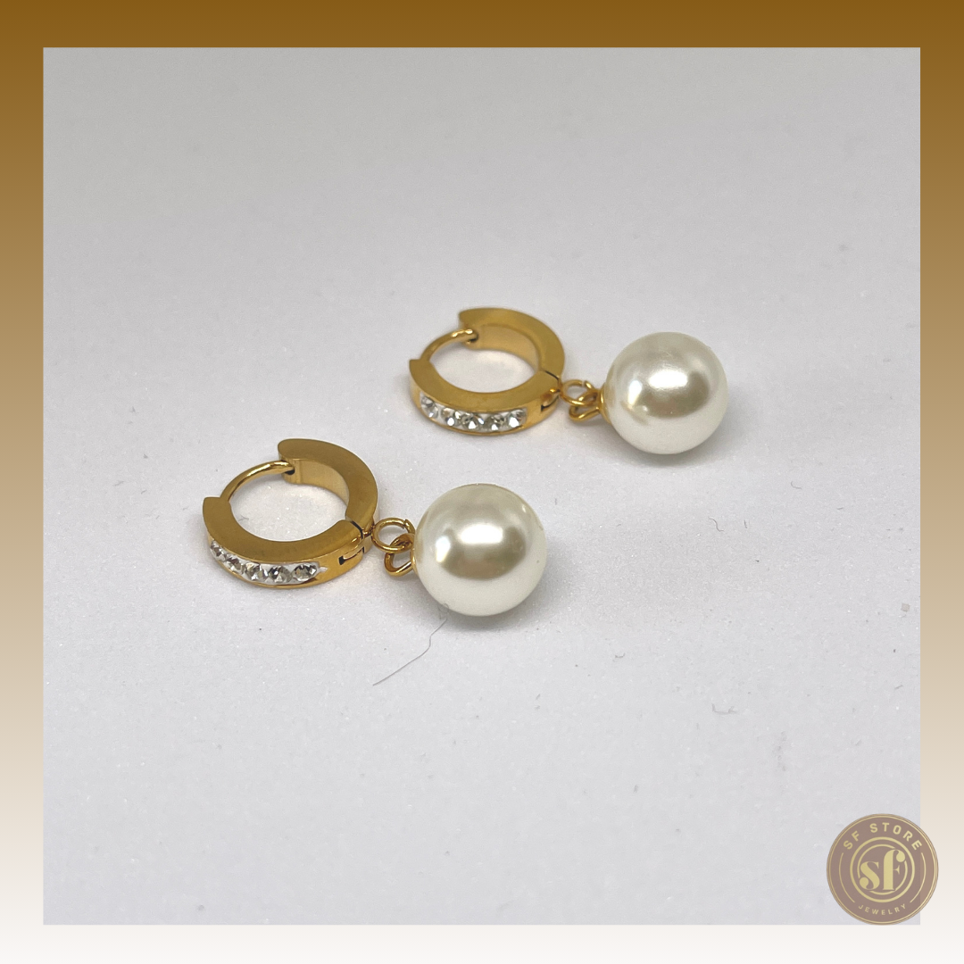 Brincos Bling Pearl Diamond