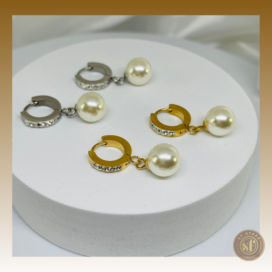 Brincos Bling Pearl Diamond