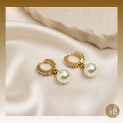 Brincos Bling Pearl Diamond