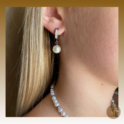 Brincos Bling Pearl Diamond