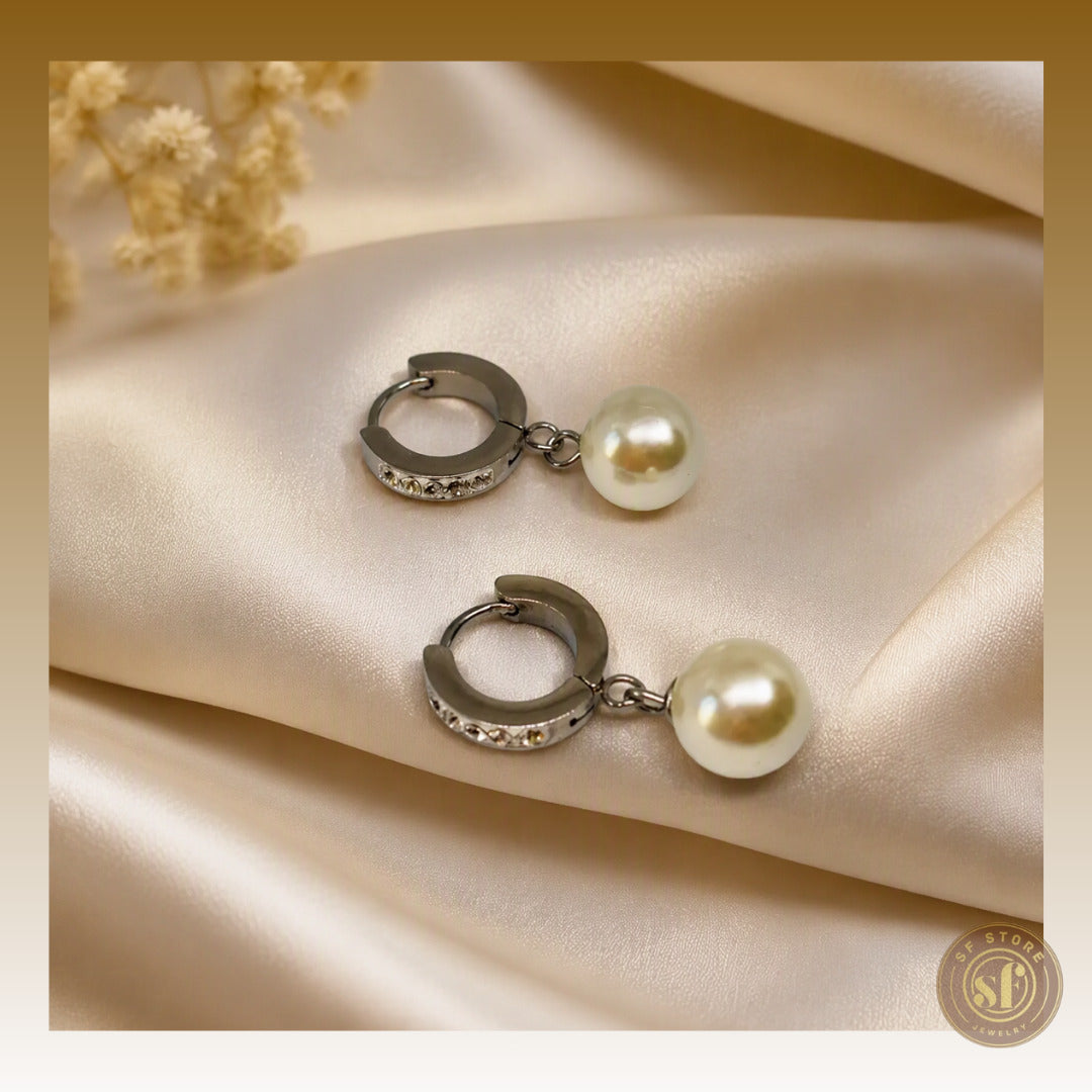 Brincos Bling Pearl Diamond