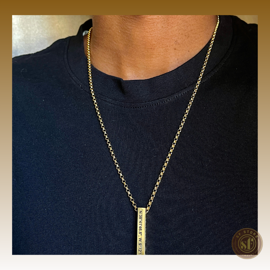 Colar personalizado Barra - Gravação 4 lados