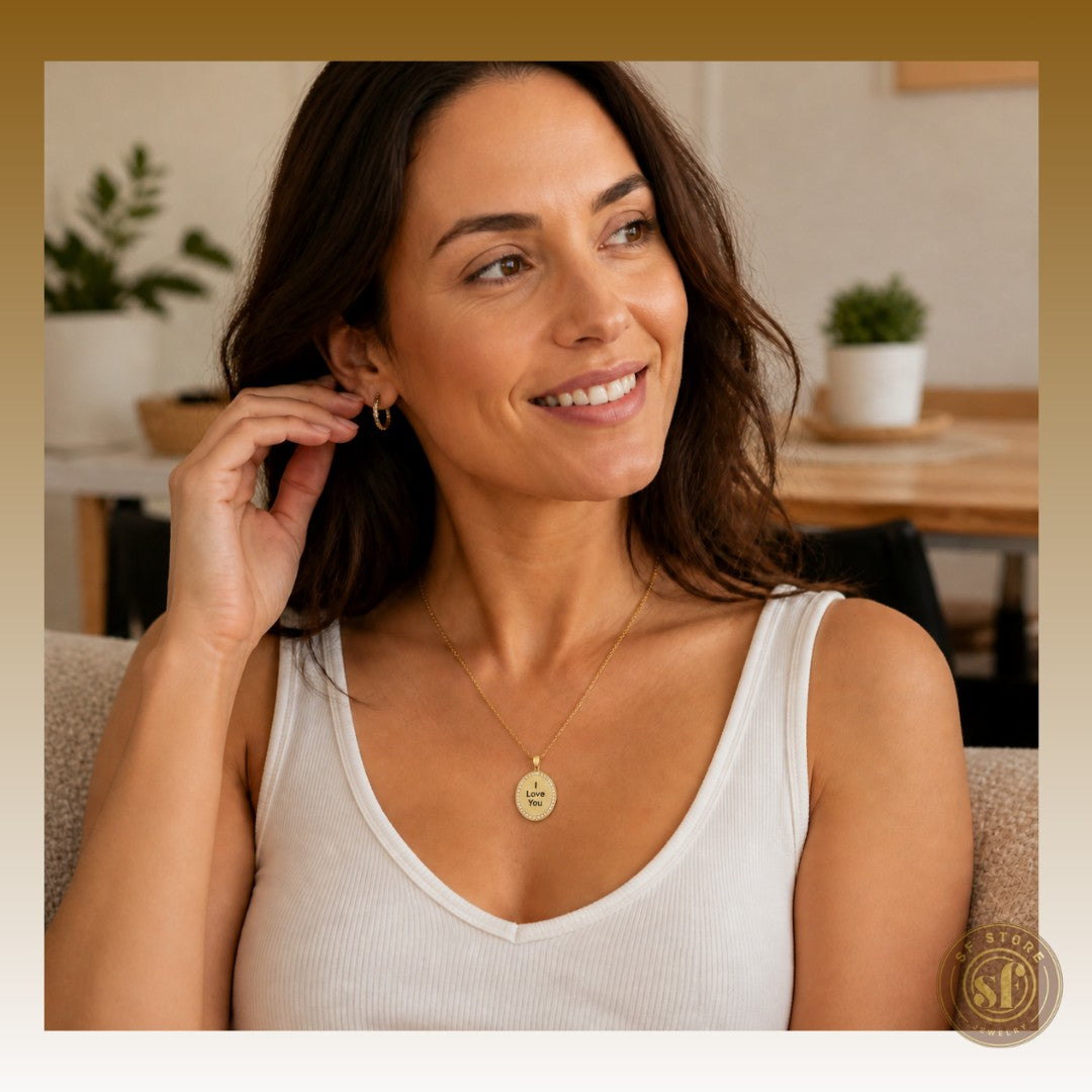 Colar personalizado Oval Borda Brilhantes