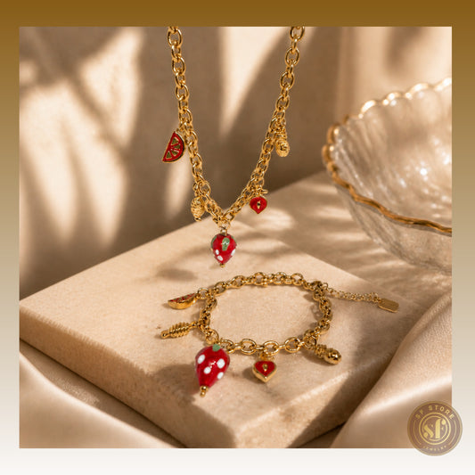 Conjunto Summer (pendente morango)