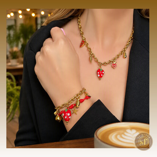 Conjunto Summer (pendente morango)