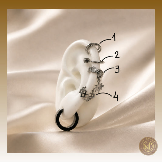 Earcuff's prateados