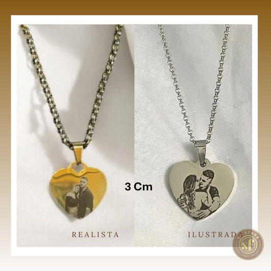 Colar Love Memory (Personalizável) Coração 3 cm