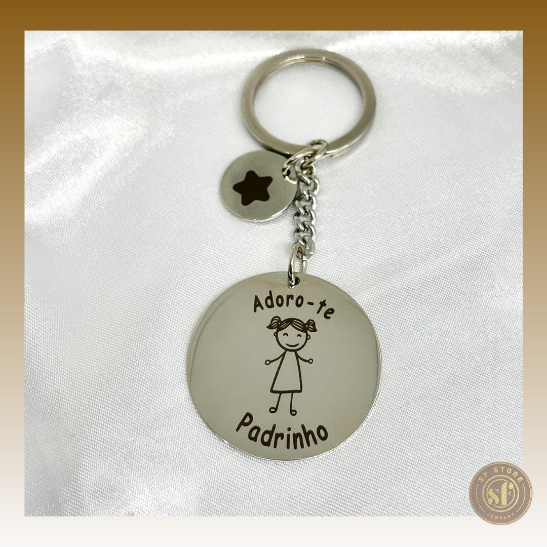 Porta Chaves personalizado redondo Madrinha/Padrinho