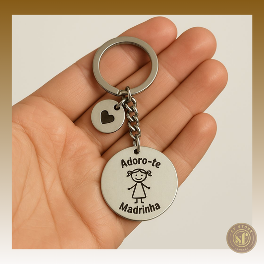 Porta Chaves personalizado redondo Madrinha/Padrinho