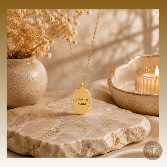 Colar personalizado Oval Borda Brilhantes